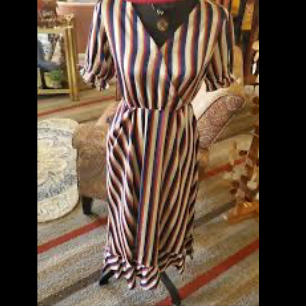 Hayden‎ LA Striped Maxi Dress Puff Sleeve Ruffle Hem Boho